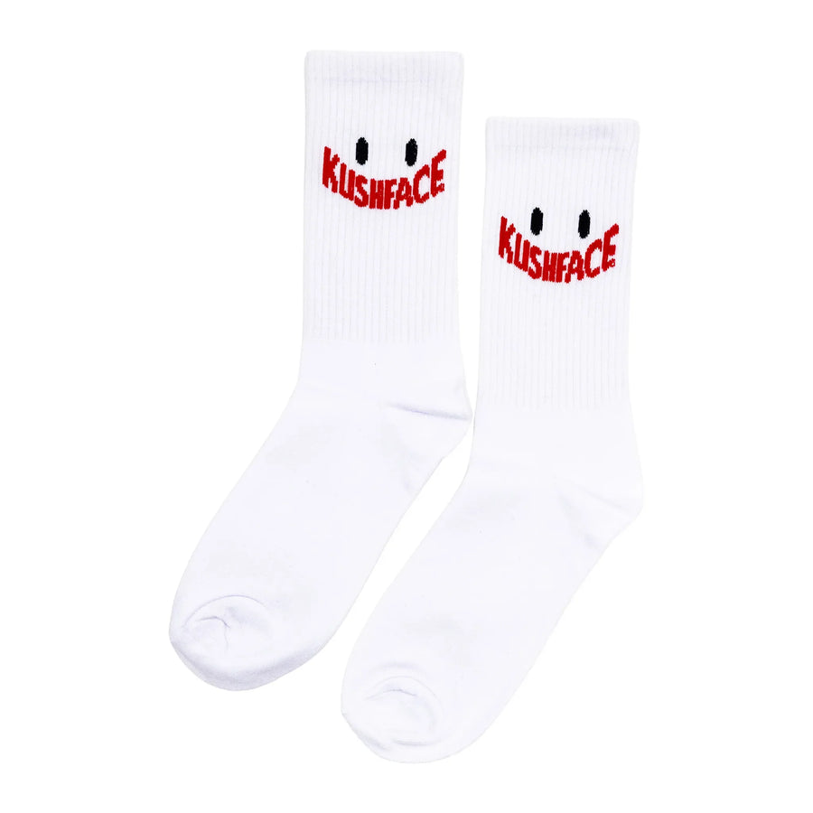Kushface White Hard Logo Socks